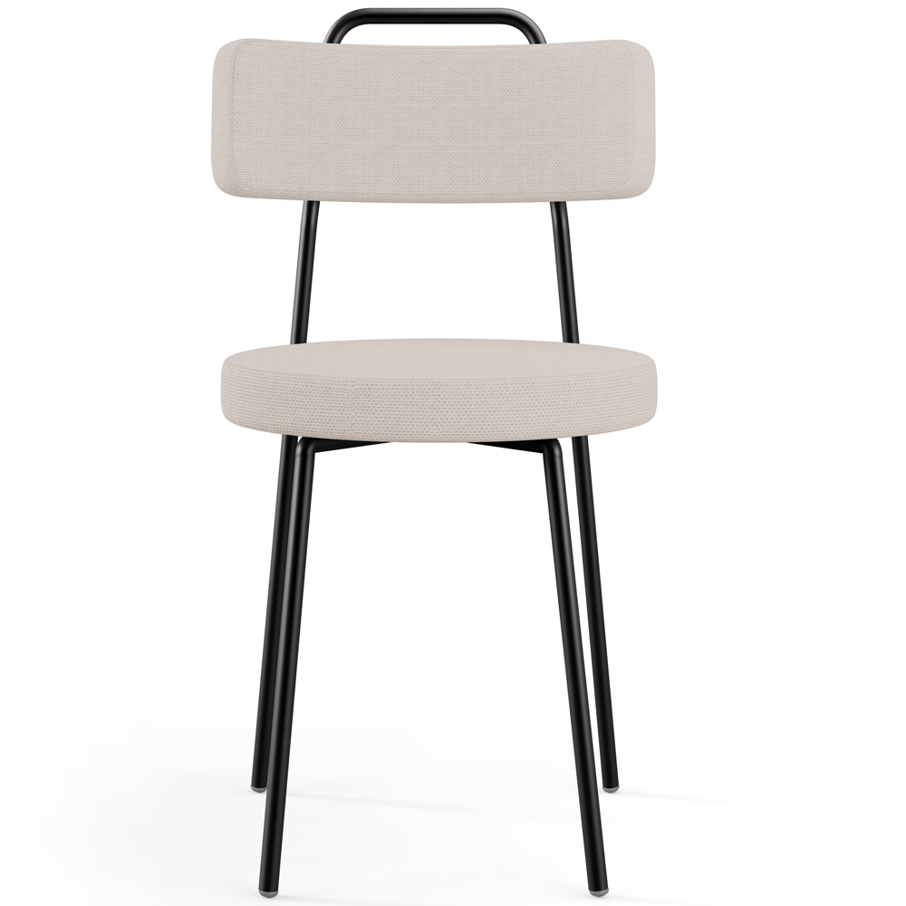 Cadeira Decorativa Estofada Para Sala De Jantar Barcelona L02 Linho Bege - Lyam Decor