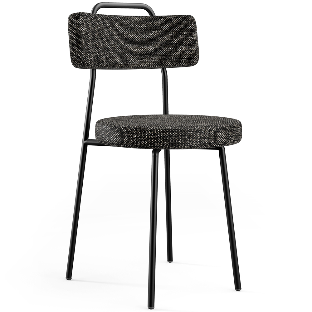 Cadeira Decorativa Estofada Para Sala De Jantar Barcelona L02 Linho Chumbo - Lyam Decor