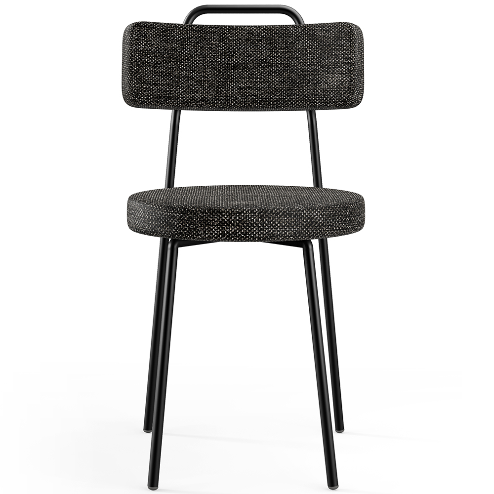 Cadeira Decorativa Estofada Para Sala De Jantar Barcelona L02 Linho Chumbo - Lyam Decor