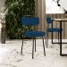 Cadeira Decorativa Estofada Para Sala De Jantar Barcelona L02 Suede Azul Marinho - Lyam Decor