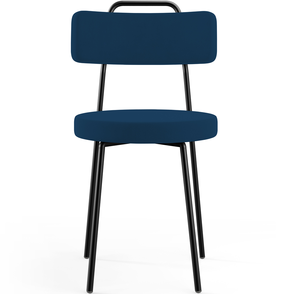 Cadeira Decorativa Estofada Para Sala De Jantar Barcelona L02 Suede Azul Marinho - Lyam Decor