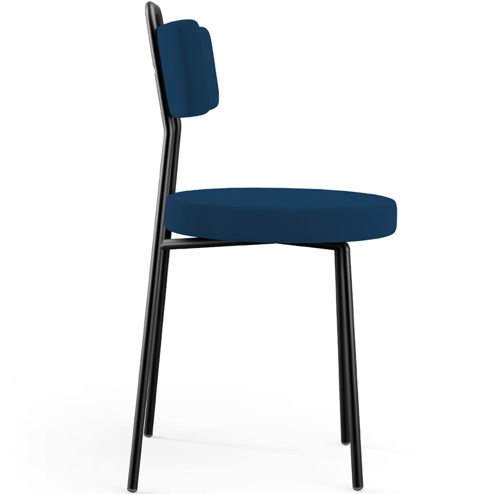 Cadeira Decorativa Estofada Para Sala De Jantar Barcelona L02 Suede Azul Marinho - Lyam Decor