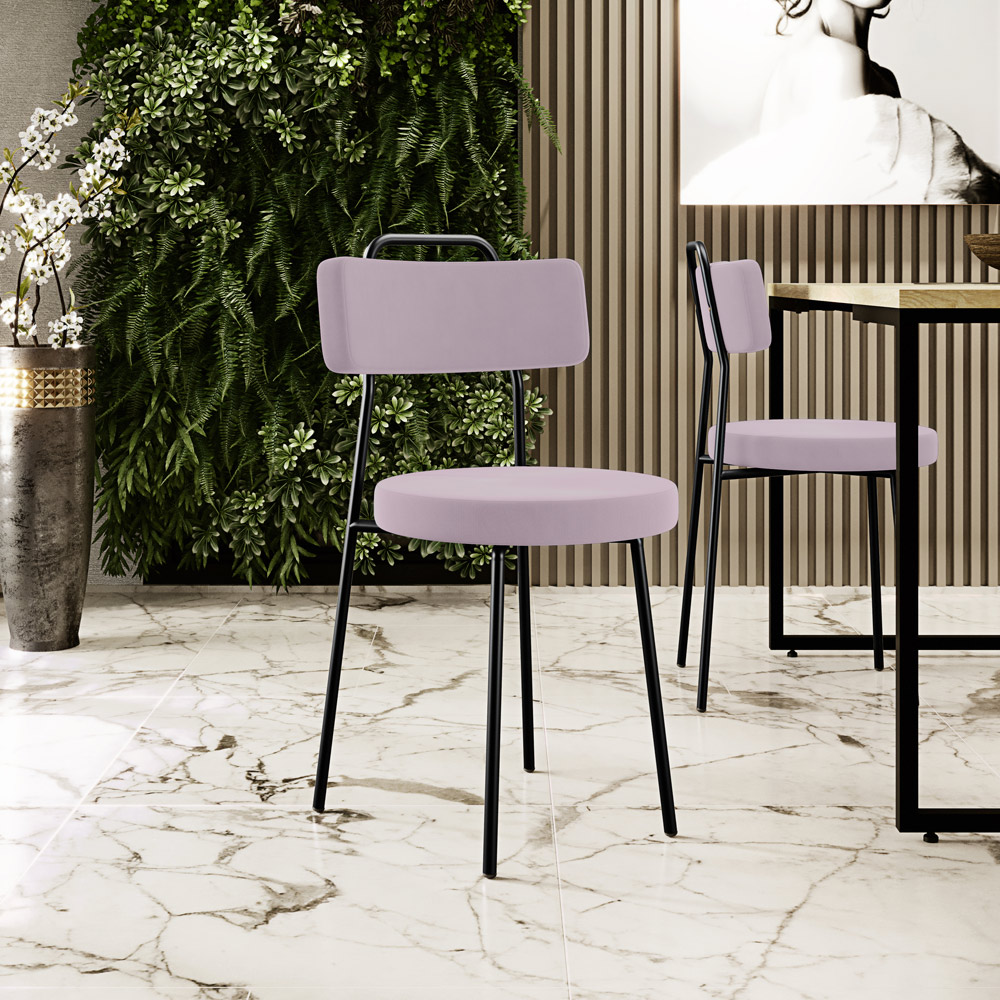 Cadeira Decorativa Estofada Para Sala De Jantar Barcelona L02 Suede Rosê - Lyam Decor