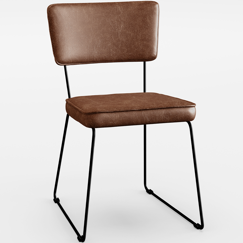 Cadeira Decorativa Estofada Para Sala De Jantar Base Aço Allana L02 Couríssimo Marrom - Lyam Decor