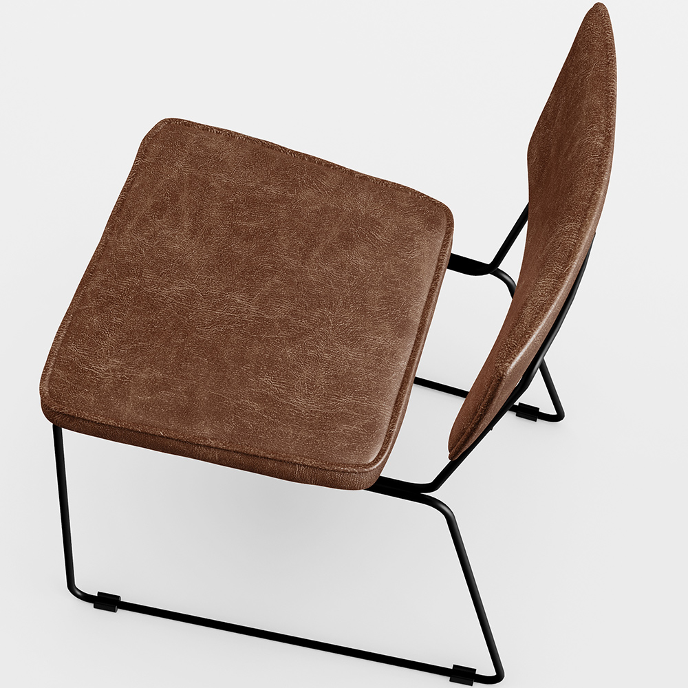 Cadeira Decorativa Estofada Para Sala De Jantar Base Aço Allana L02 Couríssimo Marrom - Lyam Decor