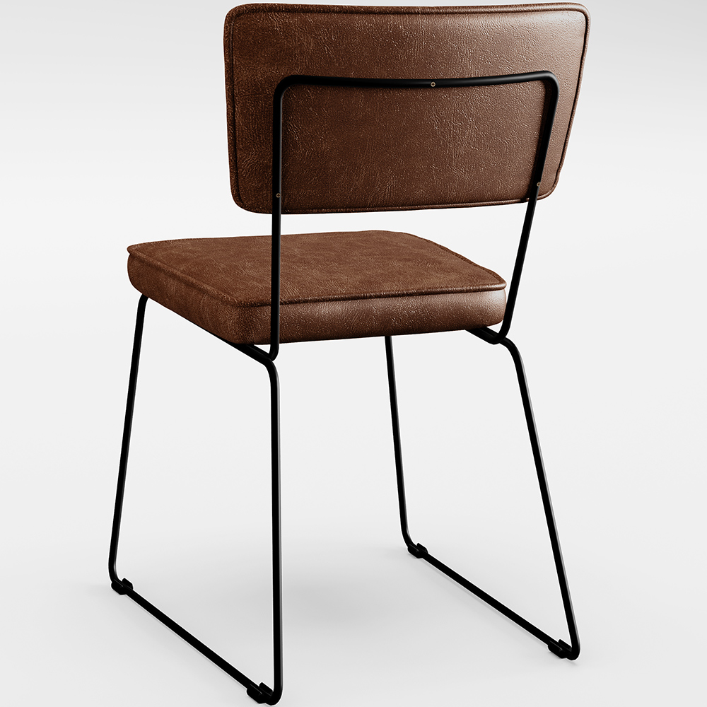 Cadeira Decorativa Estofada Para Sala De Jantar Base Aço Allana L02 Couríssimo Marrom - Lyam Decor