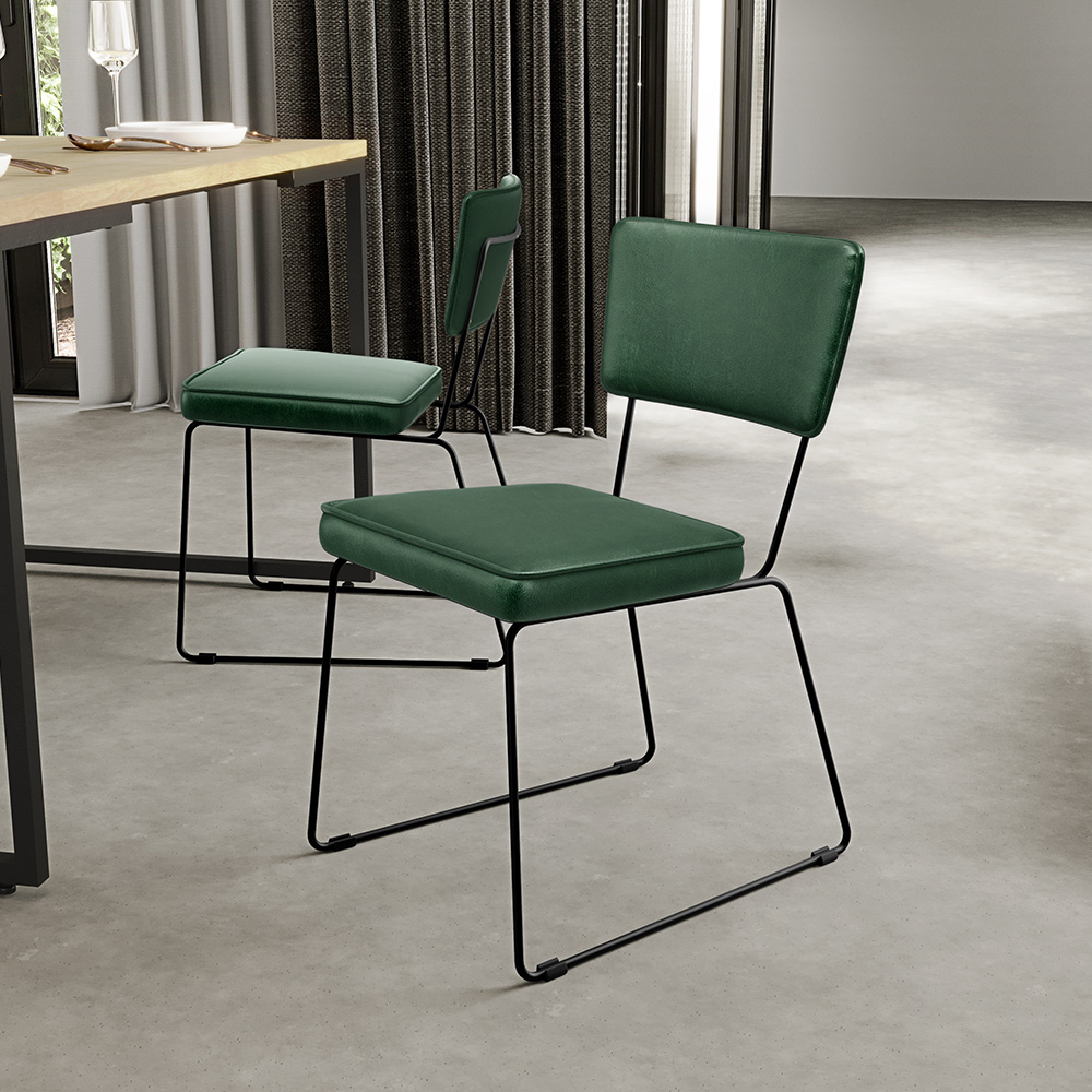 Cadeira Decorativa Estofada Para Sala De Jantar Base Aço Allana L02 Facto Verde Musgo - Lyam Decor