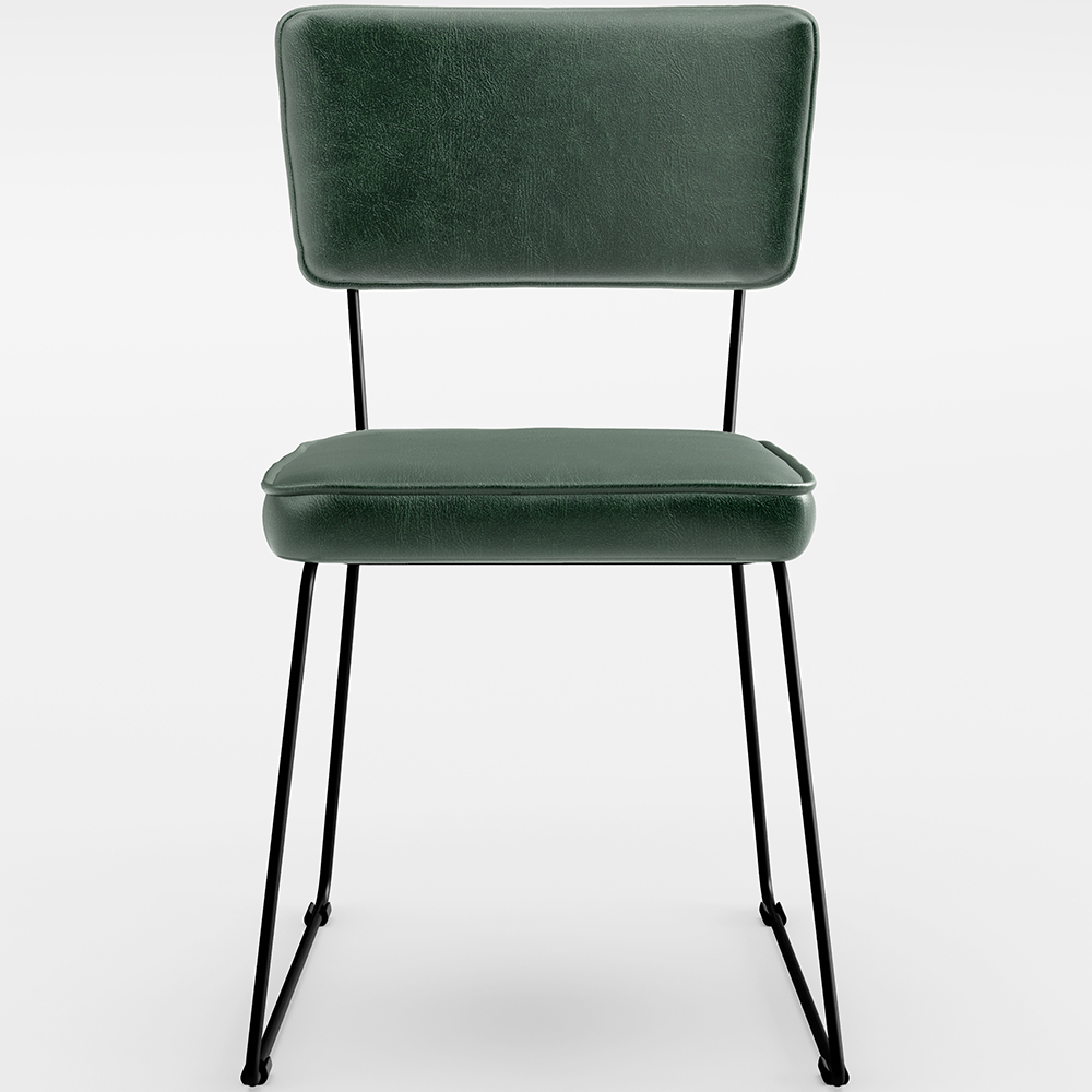 Cadeira Decorativa Estofada Para Sala De Jantar Base Aço Allana L02 Facto Verde Musgo - Lyam Decor
