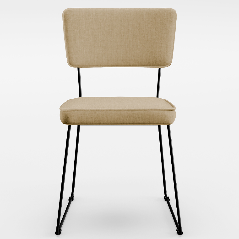 Cadeira Decorativa Estofada Para Sala De Jantar Base Aço Allana L02 Linho Bege Escuro - Lyam Decor