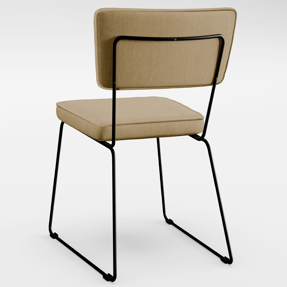 Cadeira Decorativa Estofada Para Sala De Jantar Base Aço Allana L02 Linho Bege Escuro - Lyam Decor
