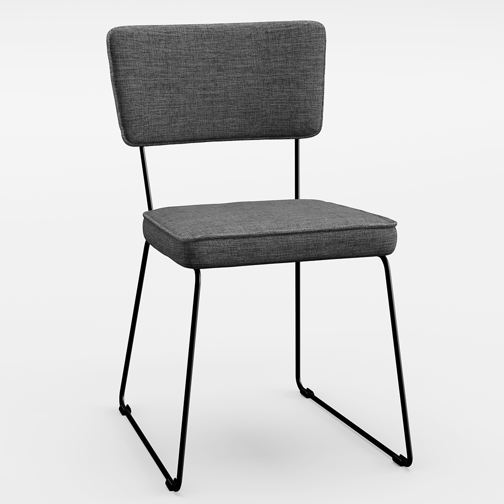 Cadeira Decorativa Estofada Para Sala De Jantar Base Aço Allana L02 Linho Cinza Escuro - Lyam Decor