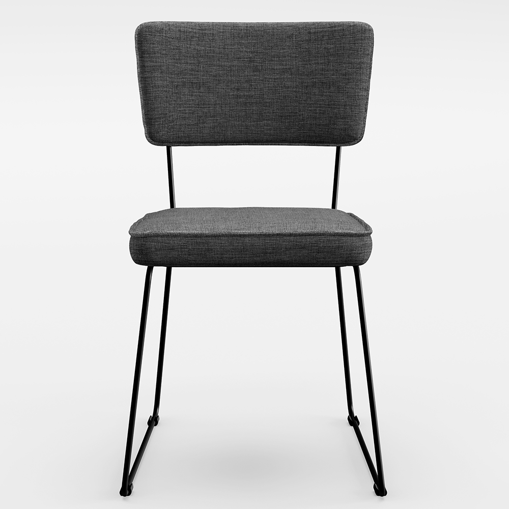 Cadeira Decorativa Estofada Para Sala De Jantar Base Aço Allana L02 Linho Cinza Escuro - Lyam Decor