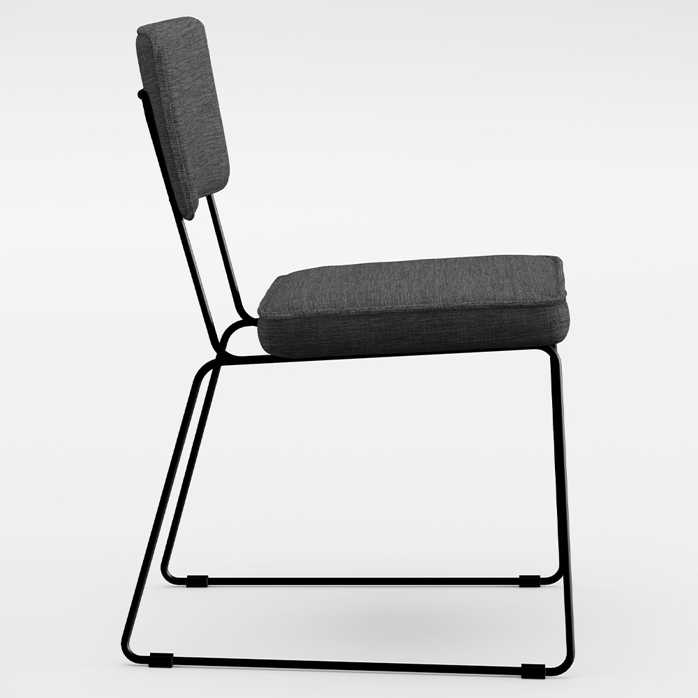 Cadeira Decorativa Estofada Para Sala De Jantar Base Aço Allana L02 Linho Cinza Escuro - Lyam Decor
