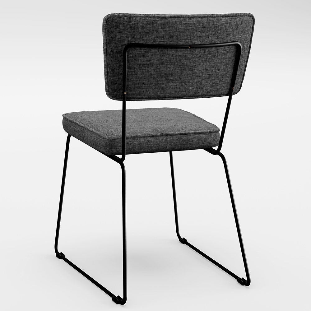 Cadeira Decorativa Estofada Para Sala De Jantar Base Aço Allana L02 Linho Cinza Escuro - Lyam Decor