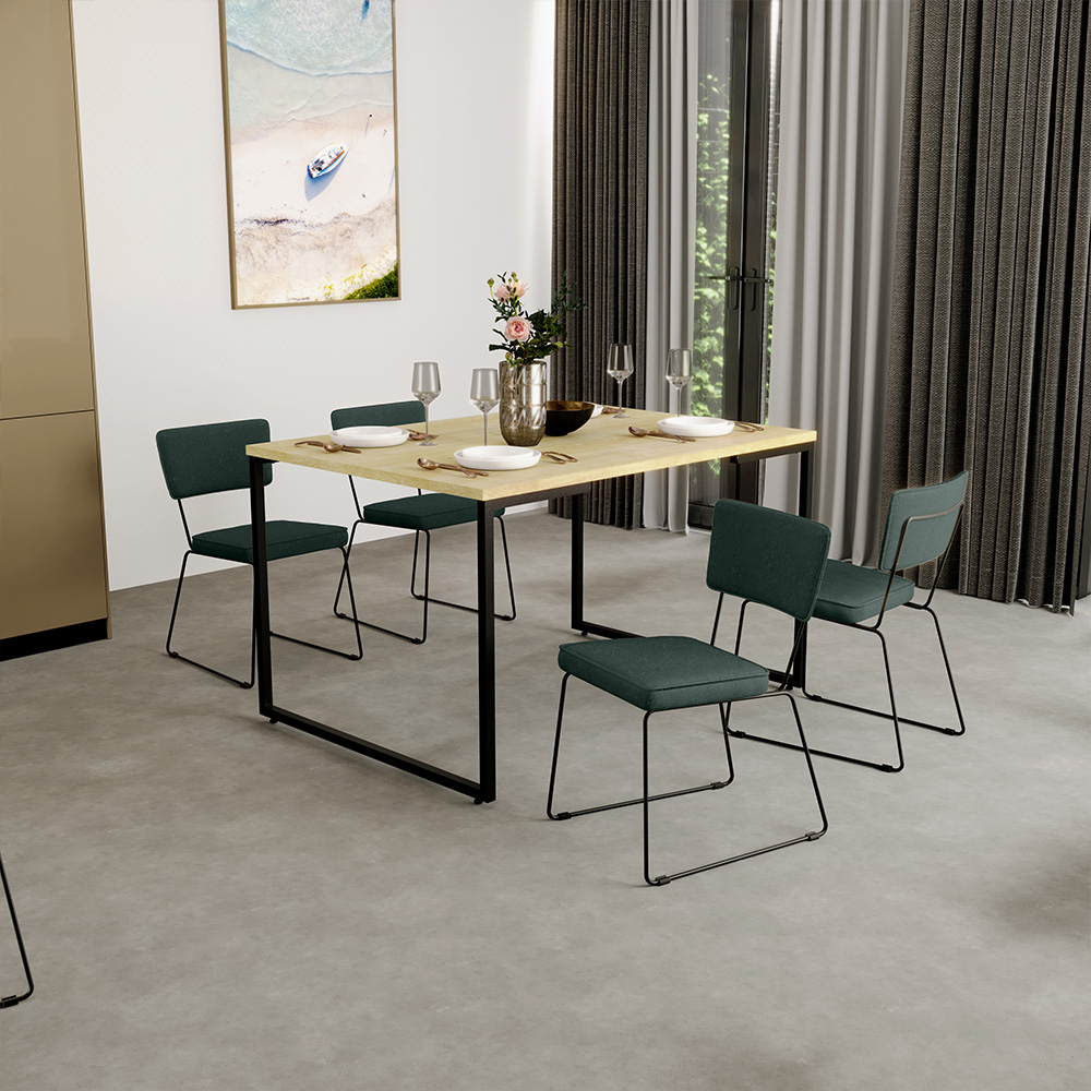 Cadeira Decorativa Estofada Para Sala De Jantar Base Aço Allana L02 Linho Verde Musgo - Lyam Decor