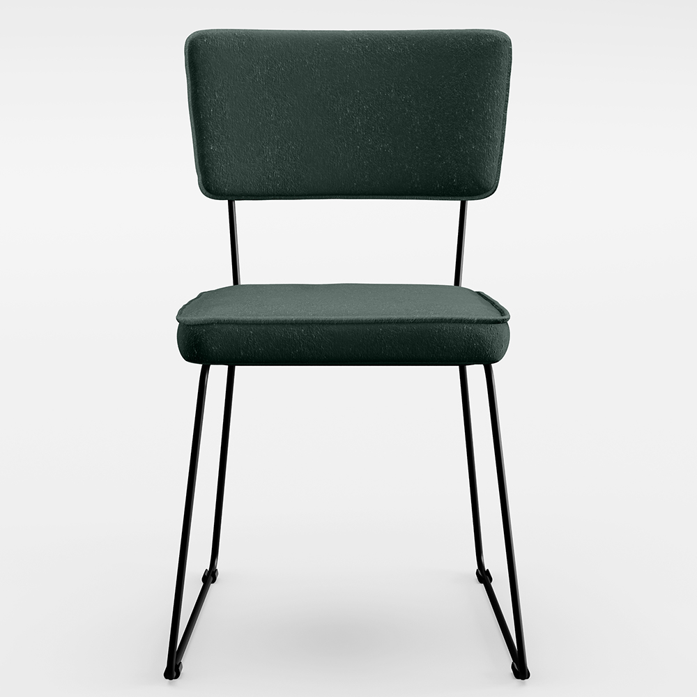 Cadeira Decorativa Estofada Para Sala De Jantar Base Aço Allana L02 Linho Verde Musgo - Lyam Decor