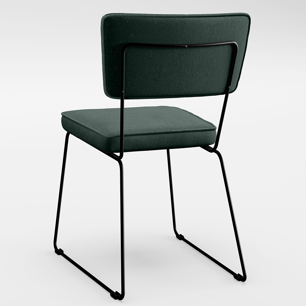 Cadeira Decorativa Estofada Para Sala De Jantar Base Aço Allana L02 Linho Verde Musgo - Lyam Decor