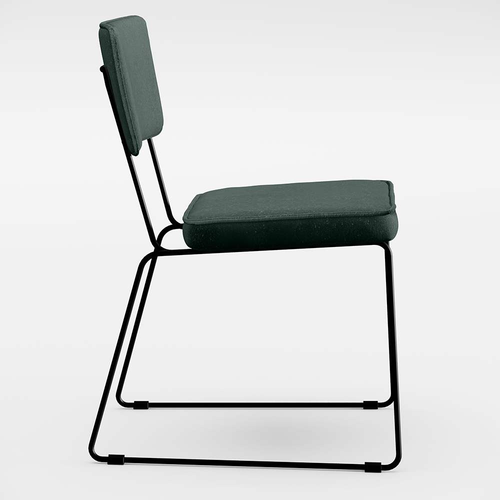 Cadeira Decorativa Estofada Para Sala De Jantar Base Aço Allana L02 Linho Verde Musgo - Lyam Decor