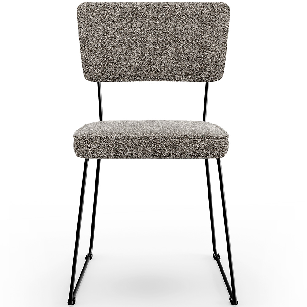 Cadeira Decorativa Estofada Para Sala De Jantar Base Em Aço Allana L02 Bouclê Bege - Lyam Decor
