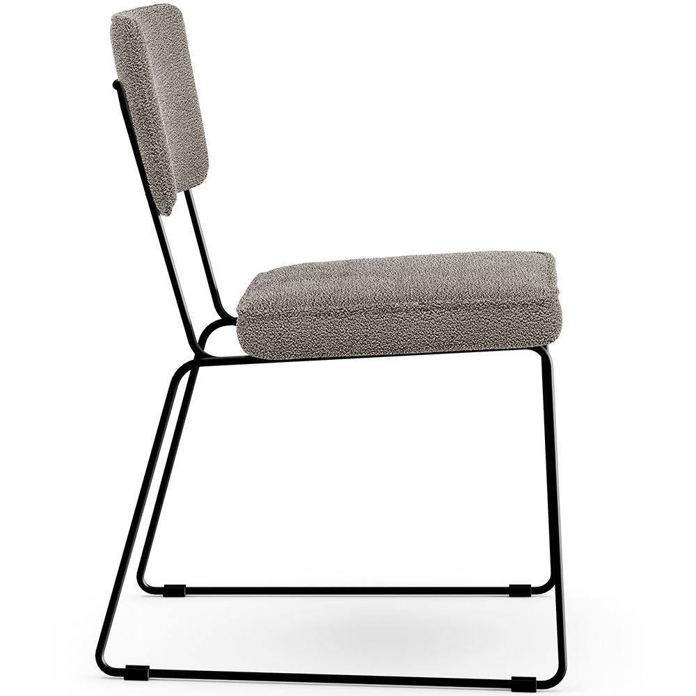 Cadeira Decorativa Estofada Para Sala De Jantar Base Em Aço Allana L02 Bouclê Bege - Lyam Decor