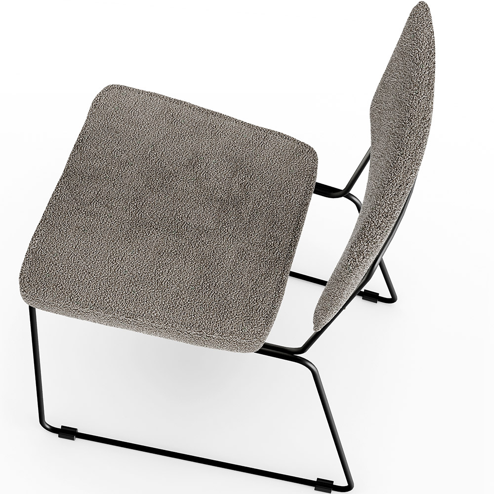 Cadeira Decorativa Estofada Para Sala De Jantar Base Em Aço Allana L02 Bouclê Bege - Lyam Decor