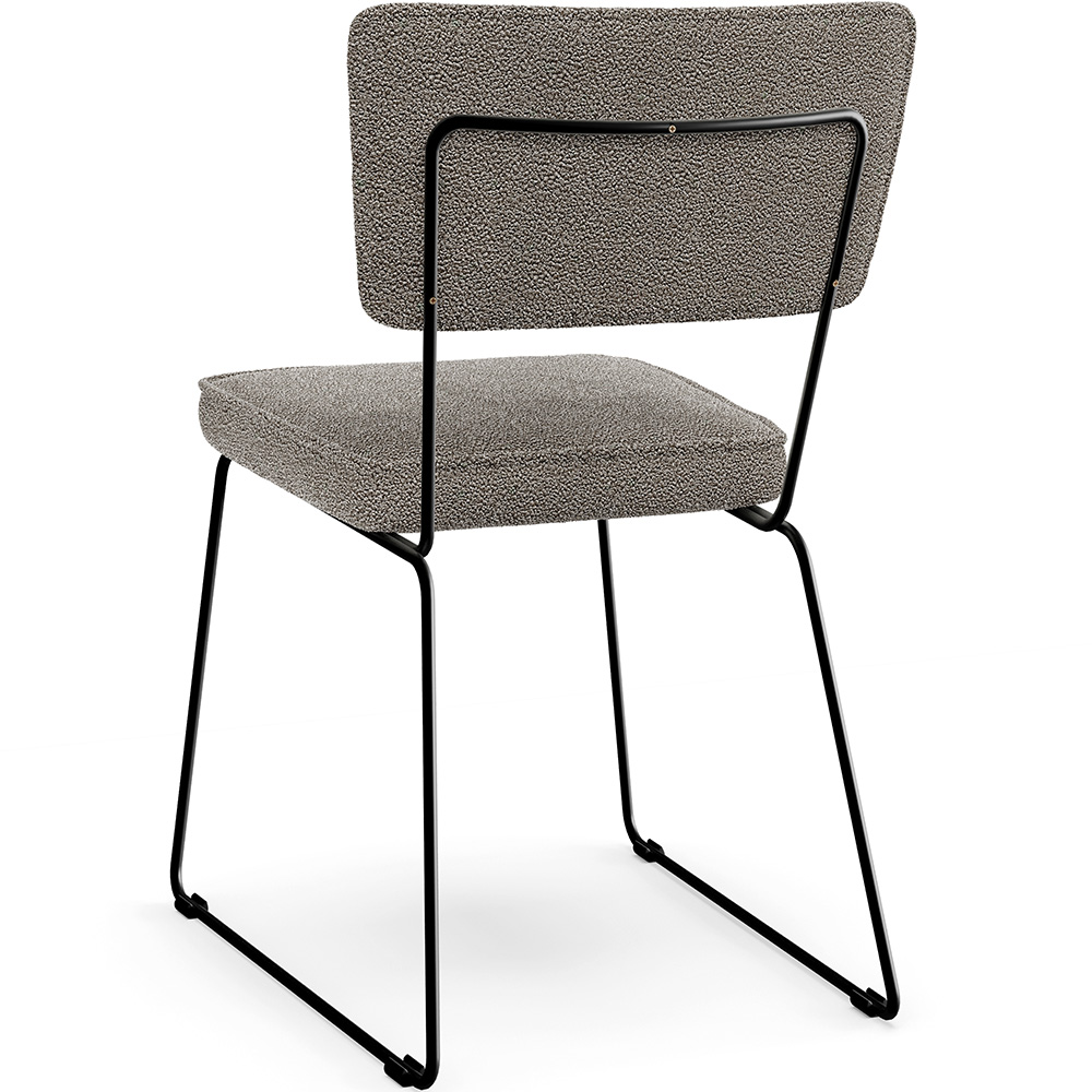 Cadeira Decorativa Estofada Para Sala De Jantar Base Em Aço Allana L02 Bouclê Bege - Lyam Decor