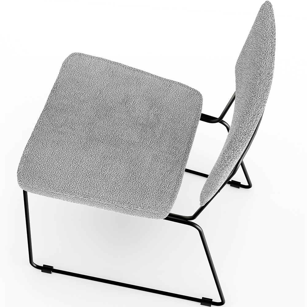Cadeira Decorativa Estofada Para Sala De Jantar Base Em Aço Allana L02 Bouclê Cinza - Lyam Decor