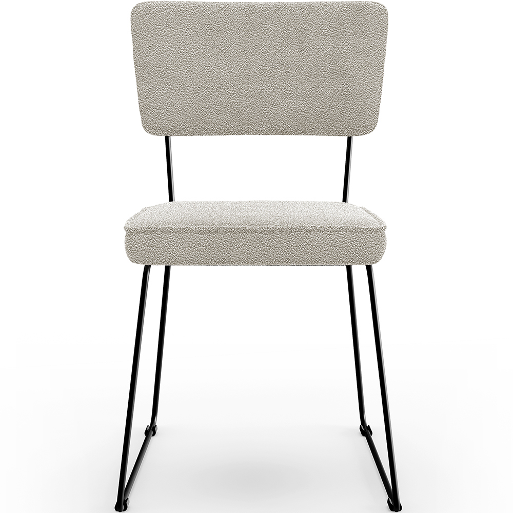 Cadeira Decorativa Estofada Para Sala De Jantar Base Em Aço Allana L02 Bouclê Creme - Lyam Decor