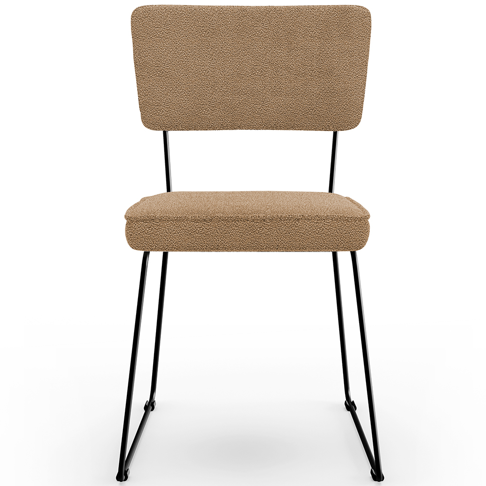Cadeira Decorativa Estofada Para Sala De Jantar Base Em Aço Allana L02 Bouclê Mostarda - Lyam Decor