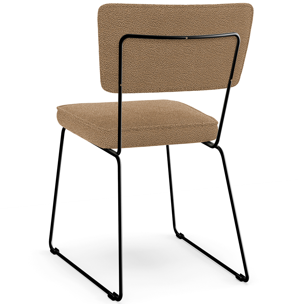 Cadeira Decorativa Estofada Para Sala De Jantar Base Em Aço Allana L02 Bouclê Mostarda - Lyam Decor