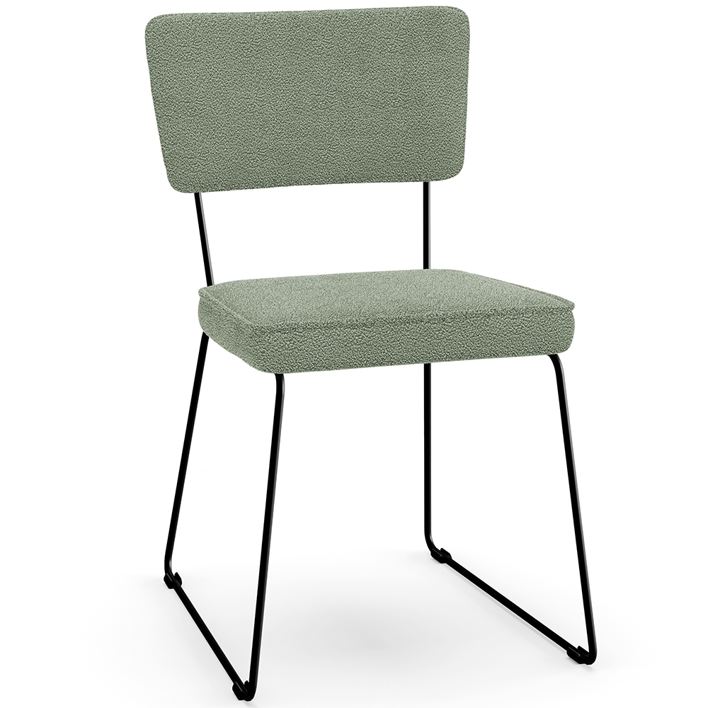 Cadeira Decorativa Estofada Para Sala De Jantar Base Em Aço Allana L02 Bouclê Oliva - Lyam Decor