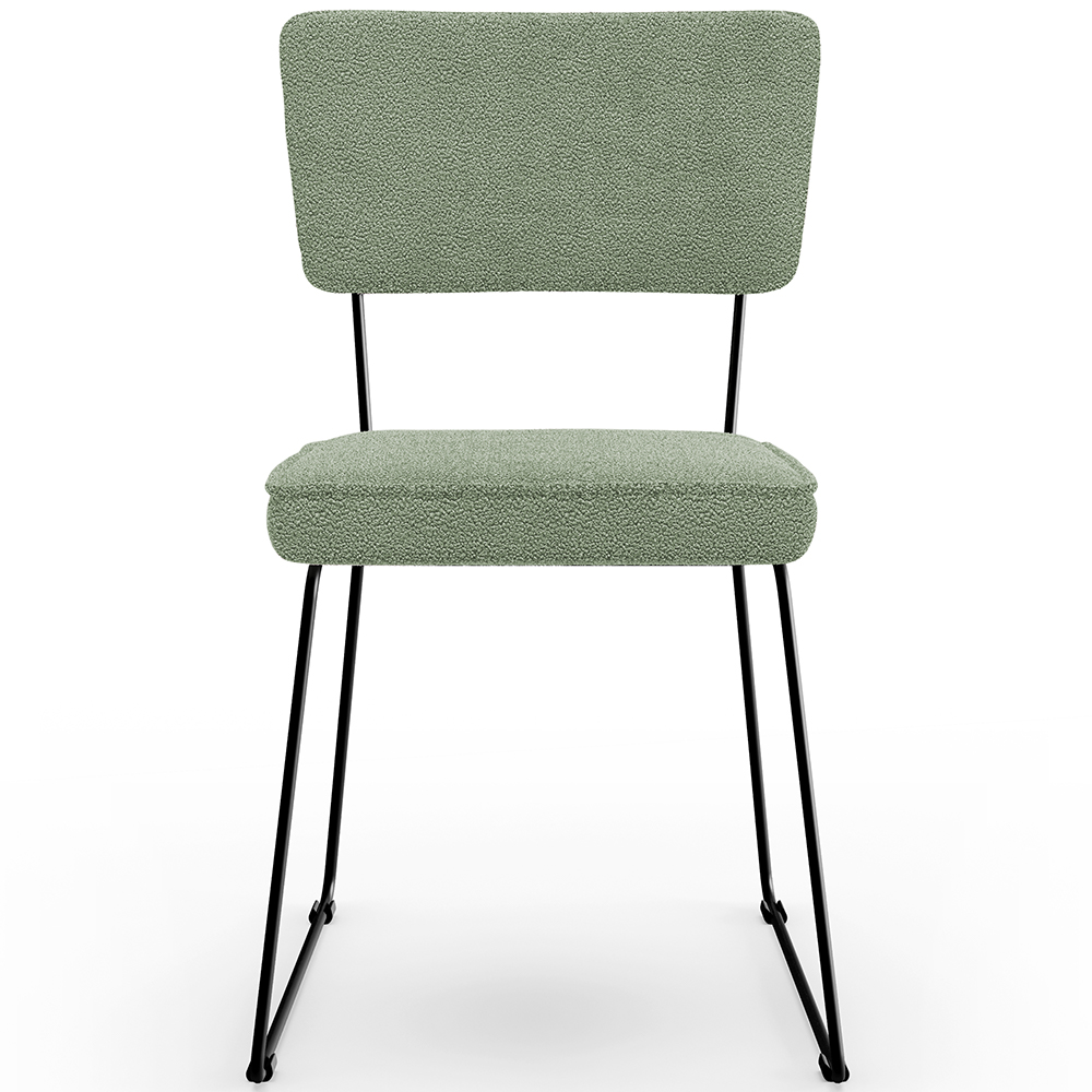 Cadeira Decorativa Estofada Para Sala De Jantar Base Em Aço Allana L02 Bouclê Oliva - Lyam Decor