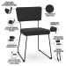 Cadeira Decorativa Estofada Para Sala De Jantar Base Em Aço Allana L02 Bouclê Preto - Lyam Decor