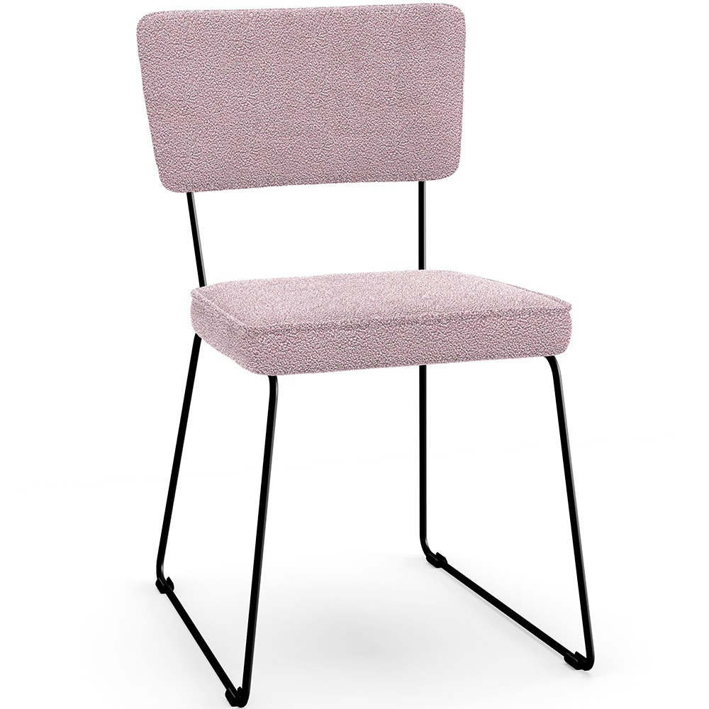 Cadeira Decorativa Estofada Para Sala De Jantar Base Em Aço Allana L02 Bouclê Rosê - Lyam Decor