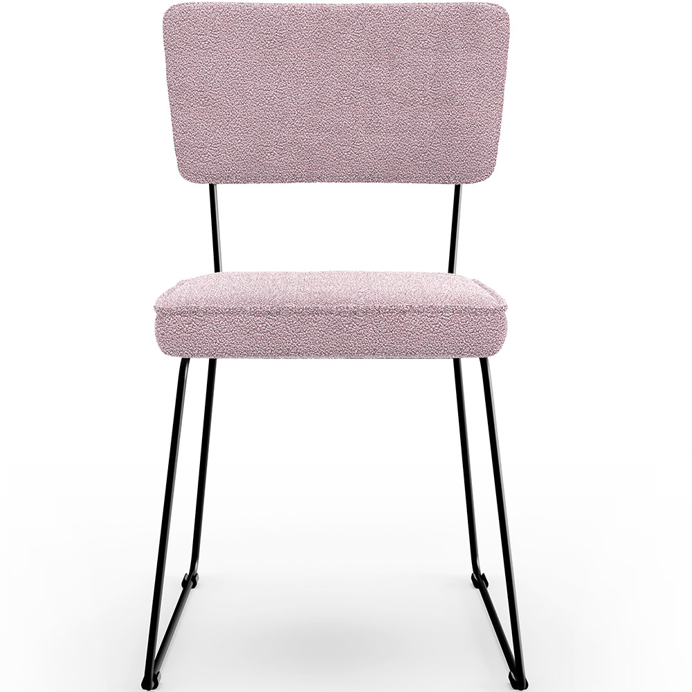Cadeira Decorativa Estofada Para Sala De Jantar Base Em Aço Allana L02 Bouclê Rosê - Lyam Decor