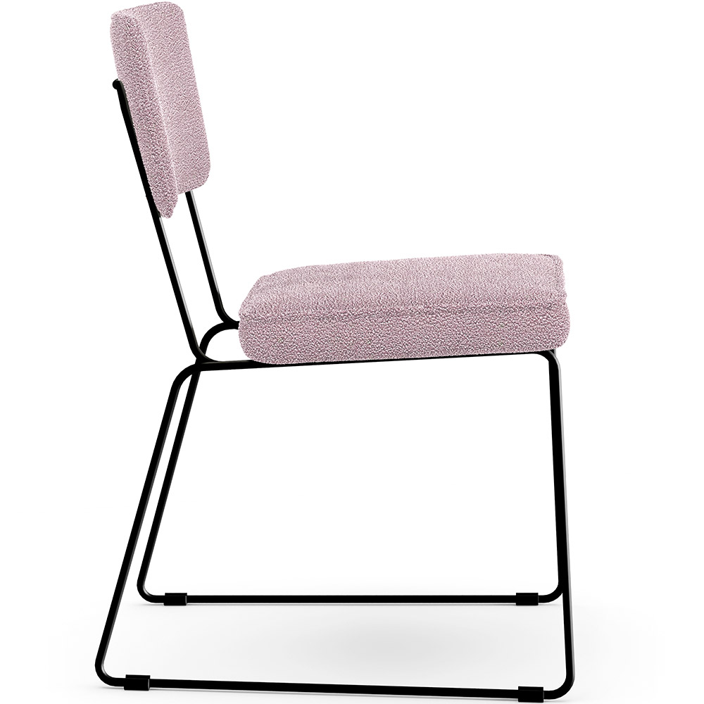 Cadeira Decorativa Estofada Para Sala De Jantar Base Em Aço Allana L02 Bouclê Rosê - Lyam Decor