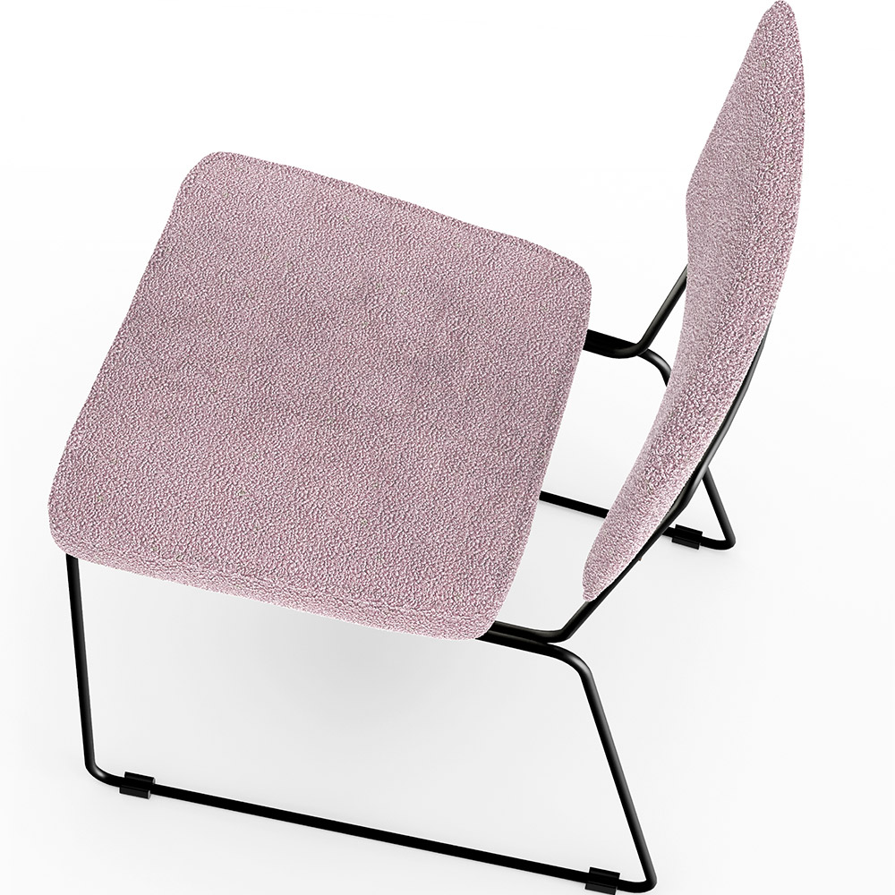 Cadeira Decorativa Estofada Para Sala De Jantar Base Em Aço Allana L02 Bouclê Rosê - Lyam Decor