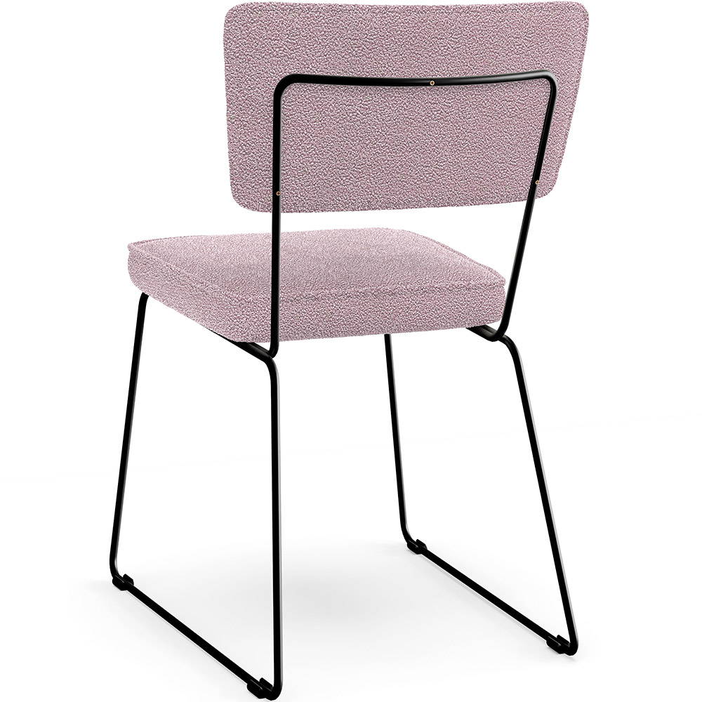 Cadeira Decorativa Estofada Para Sala De Jantar Base Em Aço Allana L02 Bouclê Rosê - Lyam Decor