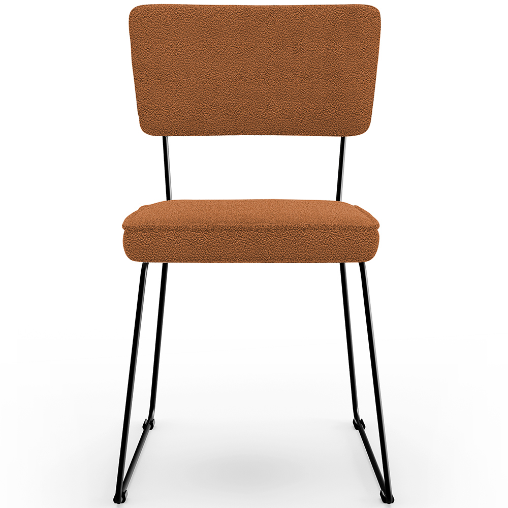 Cadeira Decorativa Estofada Para Sala De Jantar Base Em Aço Allana L02 Bouclê Terracota - Lyam Decor