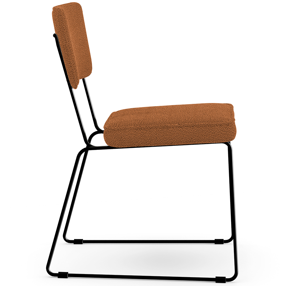 Cadeira Decorativa Estofada Para Sala De Jantar Base Em Aço Allana L02 Bouclê Terracota - Lyam Decor