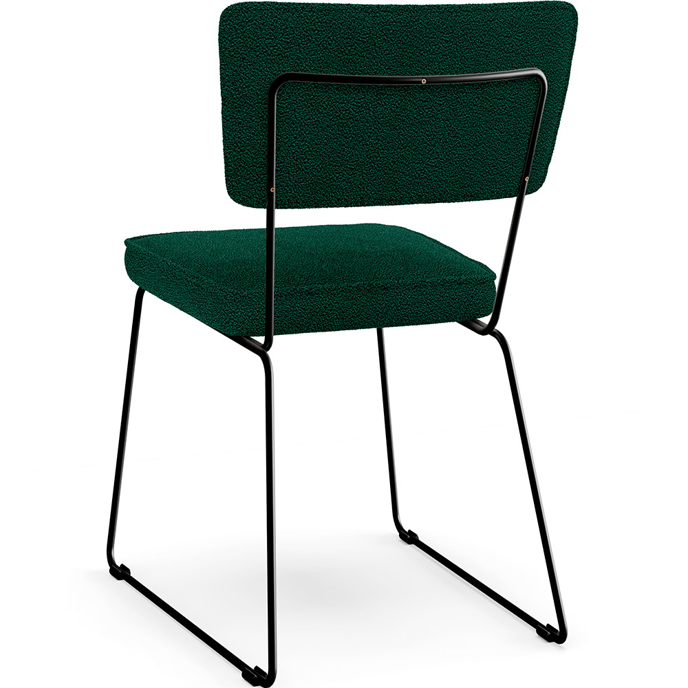 Cadeira Decorativa Estofada Para Sala De Jantar Base Em Aço Allana L02 Bouclê Verde - Lyam Decor
