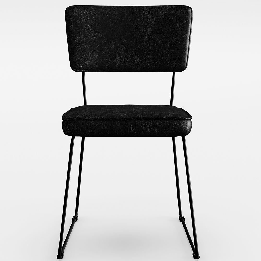 Cadeira Decorativa Estofada Para Sala De Jantar Base Em Aço Allana L02 Couríssimo Preto - Lyam Decor