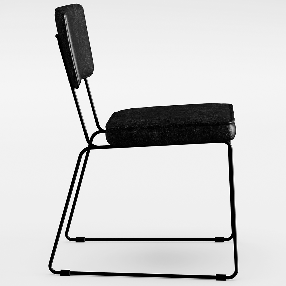 Cadeira Decorativa Estofada Para Sala De Jantar Base Em Aço Allana L02 Couríssimo Preto - Lyam Decor