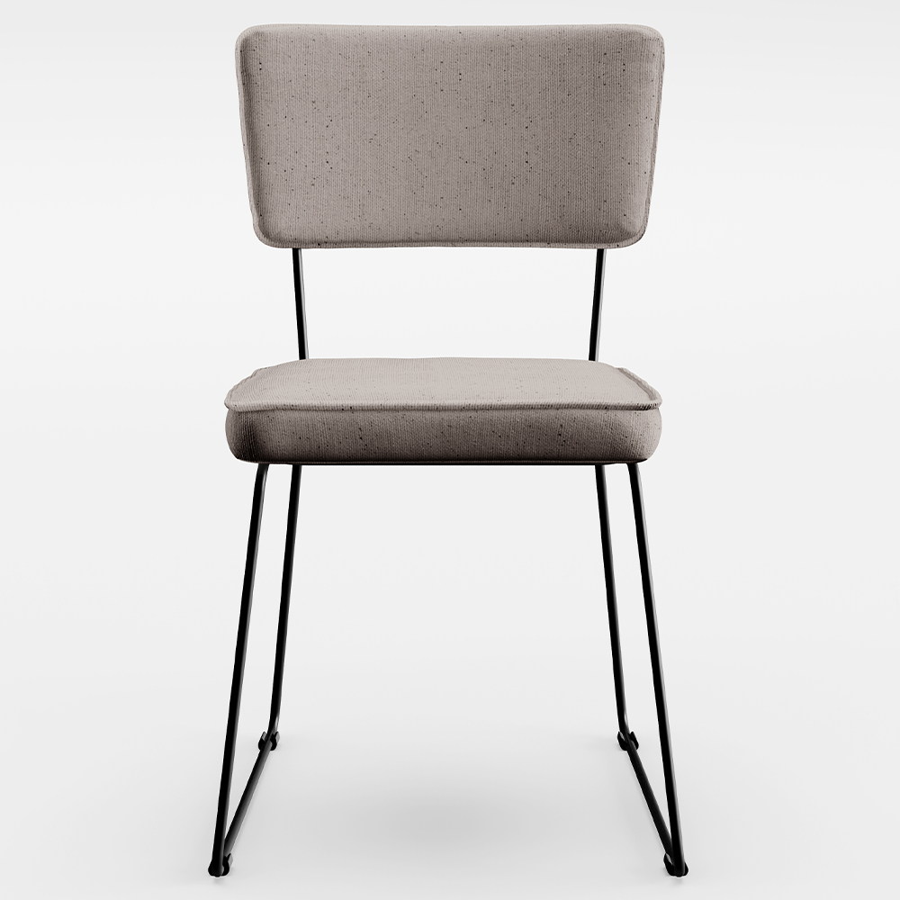 Cadeira Decorativa Estofada Para Sala De Jantar Base Em Aço Allana L02 Linho Bege - Lyam Decor