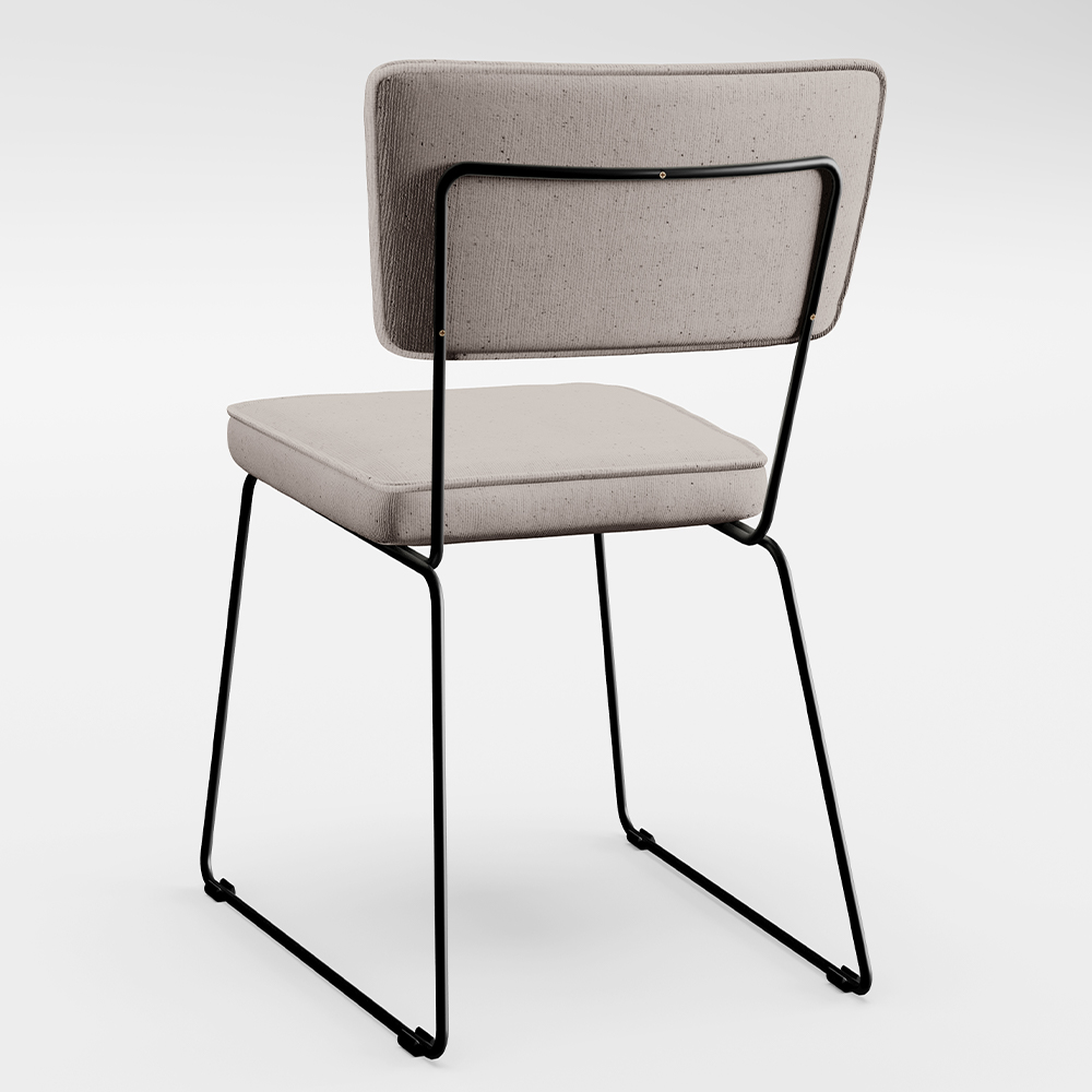 Cadeira Decorativa Estofada Para Sala De Jantar Base Em Aço Allana L02 Linho Bege - Lyam Decor