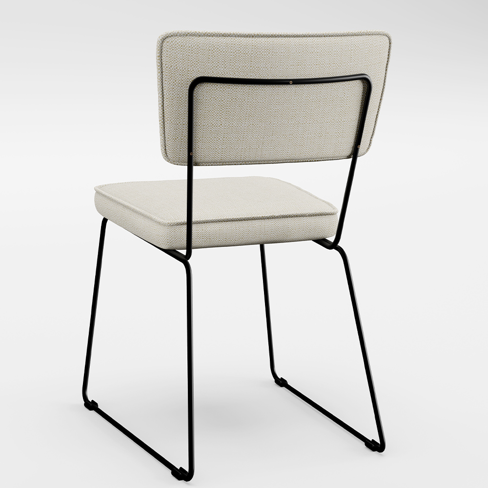Cadeira Decorativa Estofada Para Sala De Jantar Base Em Aço Allana L02 Linho Champagne - Lyam Decor