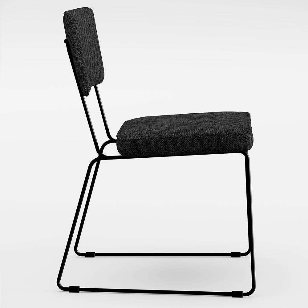 Cadeira Decorativa Estofada Para Sala De Jantar Base Em Aço Allana L02 Linho Chumbo - Lyam Decor