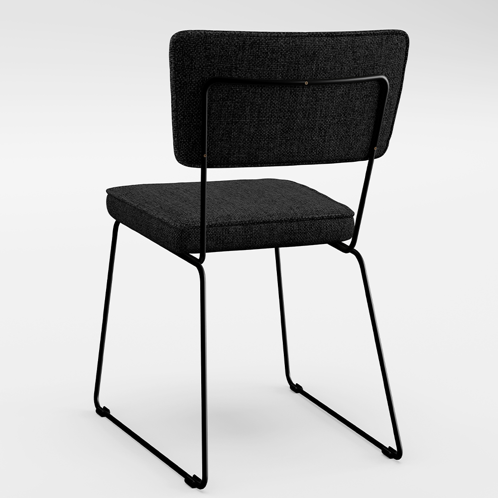 Cadeira Decorativa Estofada Para Sala De Jantar Base Em Aço Allana L02 Linho Chumbo - Lyam Decor