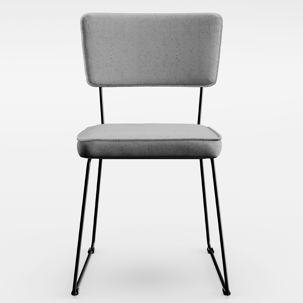 Cadeira Decorativa Estofada Para Sala De Jantar Base Em Aço Allana L02 Linho Cinza - Lyam Decor
