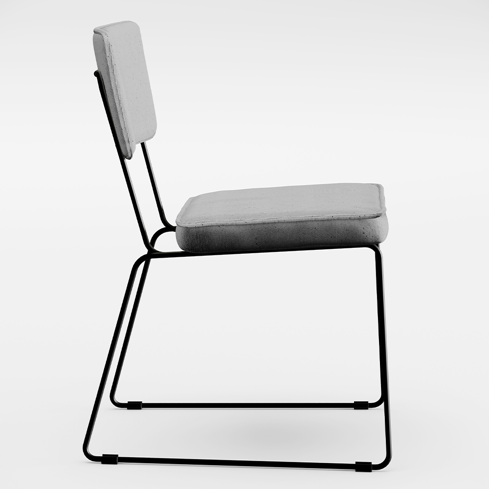 Cadeira Decorativa Estofada Para Sala De Jantar Base Em Aço Allana L02 Linho Cinza - Lyam Decor